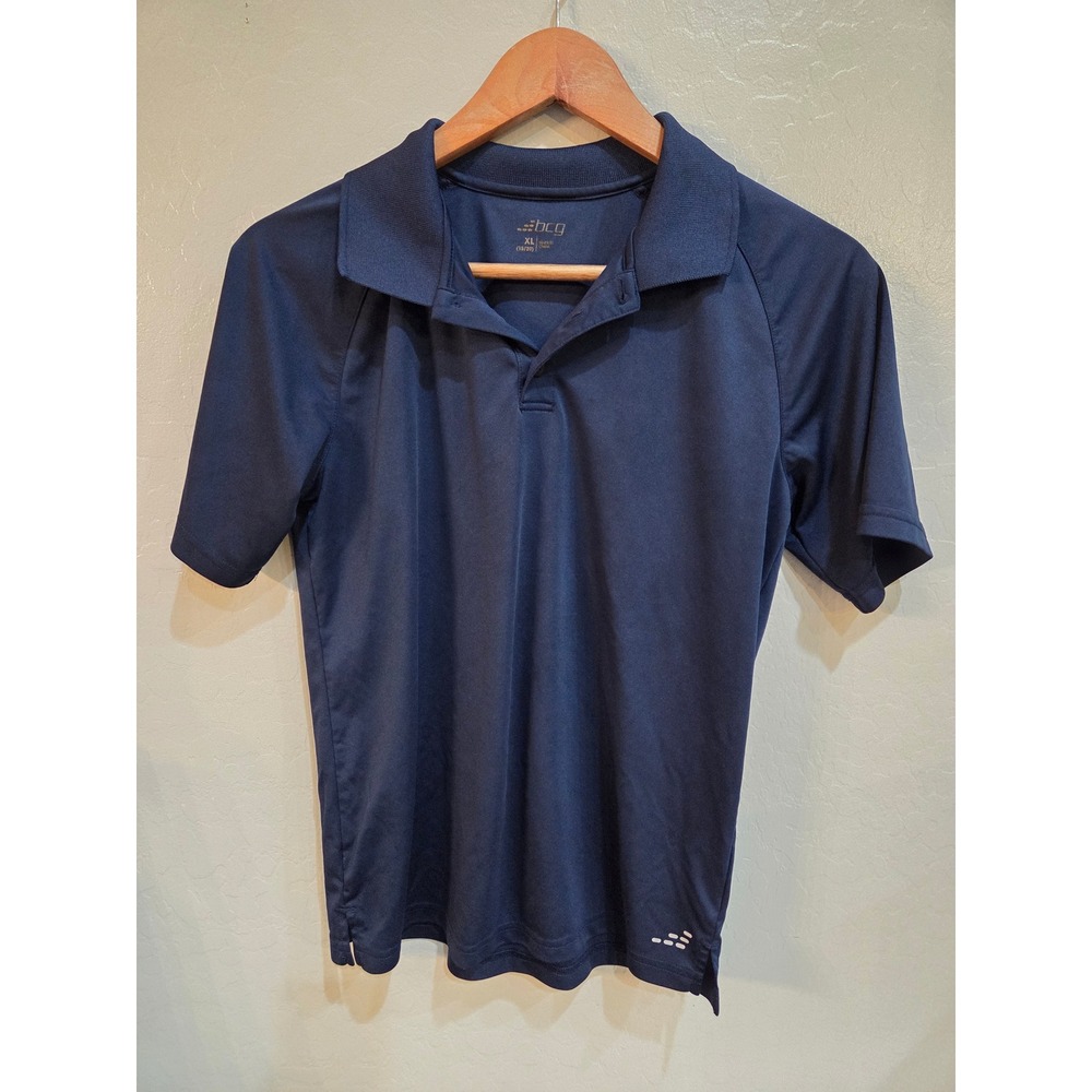 BCG Boys Navy Blue Performance Polo Shirt XL 18/20 Short Sleeve Athletic School